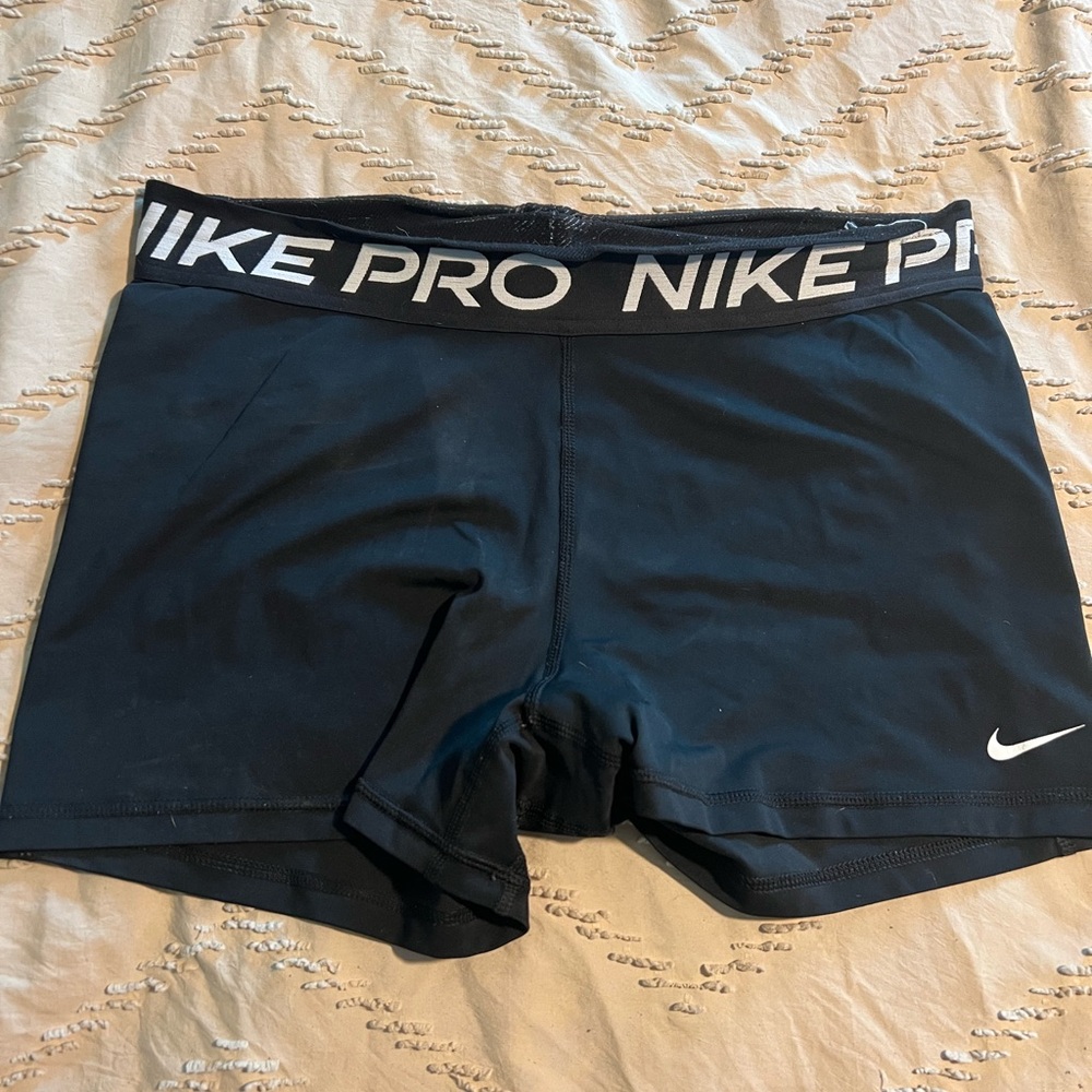 Nike Pro Black Shorts with White Logo